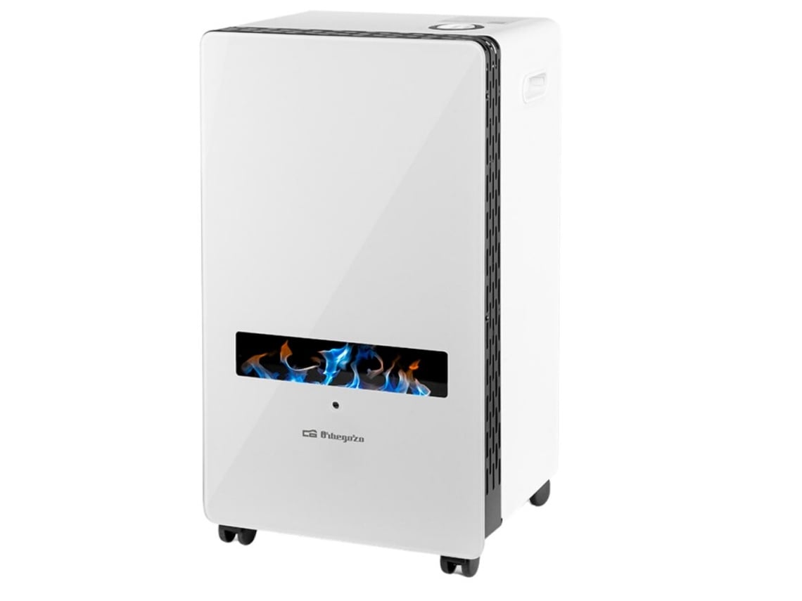 Estufa Gas ORBEGOZO Hbf120 Cristal Blanco Llama Azul