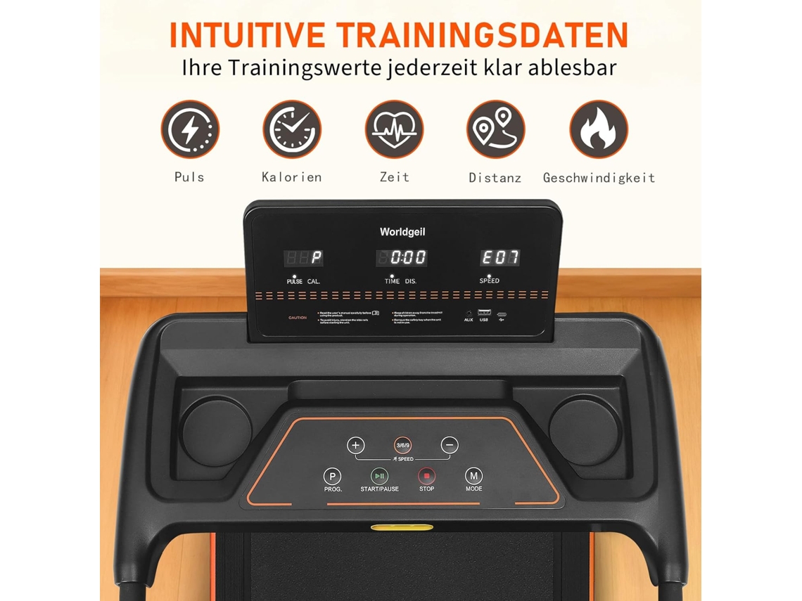Passadeira Doméstica Rebatível Com Ecrã Led E Corrimãos Botão Para Medição Do Ritmo Cardíaco Velocidade Máxima De 14 Km/h Zmh