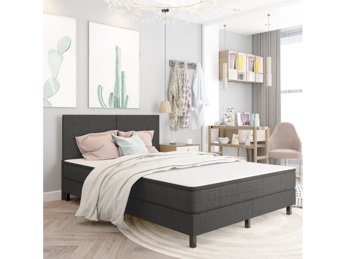 Cama boxspring VIDA XL tecido cinzento (180x200 cm)