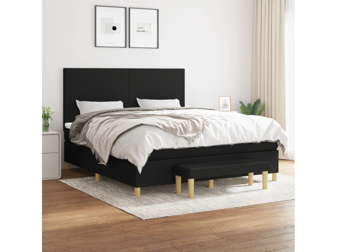 Cama box spring VIDAXL Preto Tecido (180x200 cm)