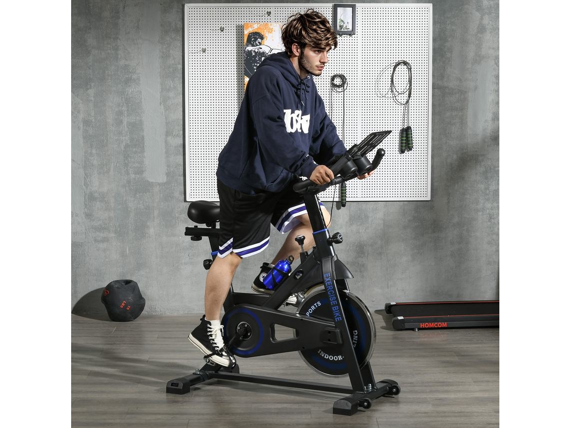 Bicicleta Estática Aço e ABS cor Azul 103x53x110-114 cm HOMCOM