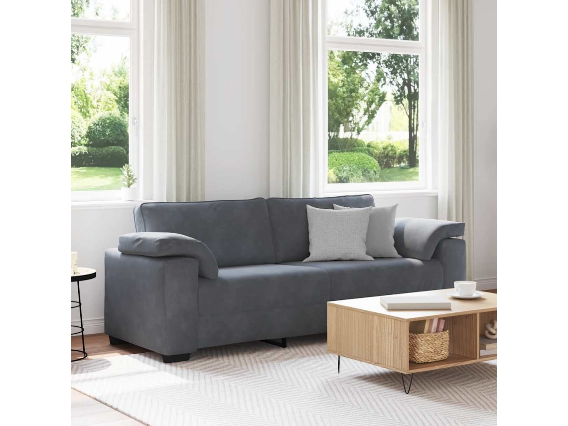 Sofá De 3 Lugares Vidaxl Cinzento Veludo