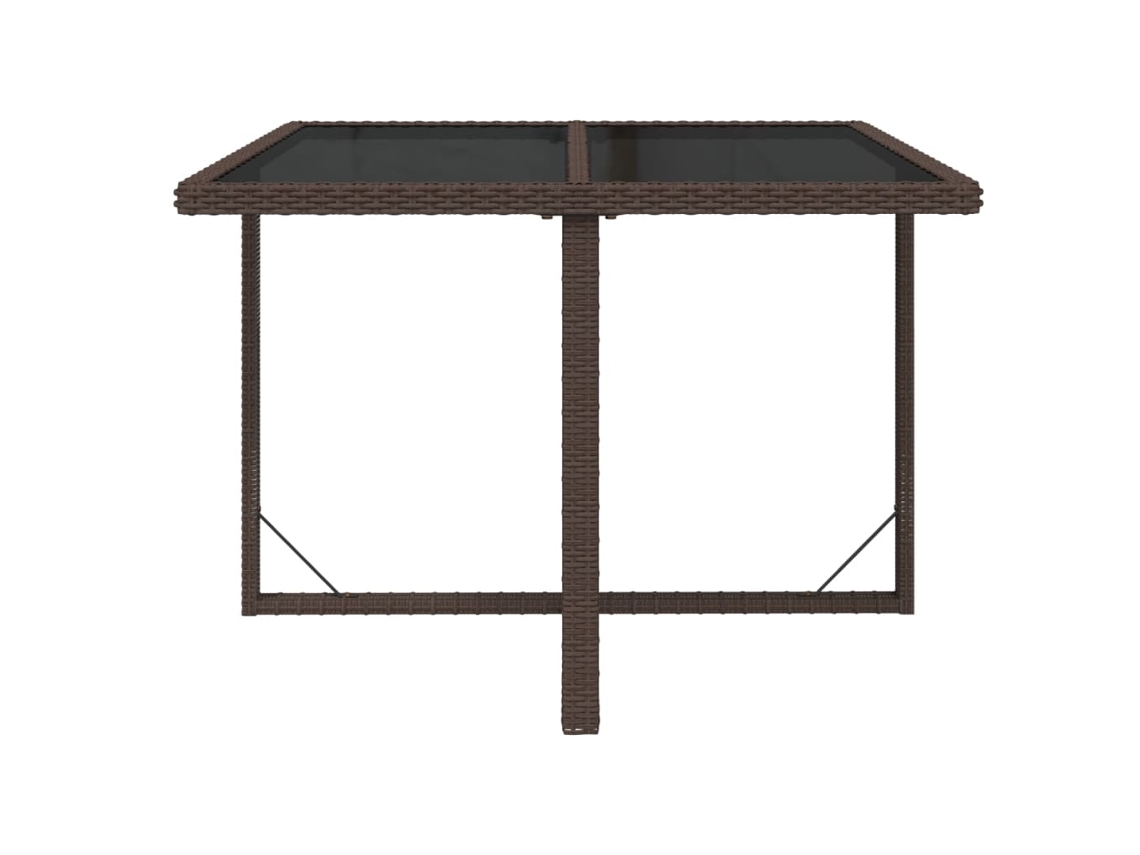 Mesa De Jardim 109x107x74cm Vime Pe Vidro Temperado Castanho Preto