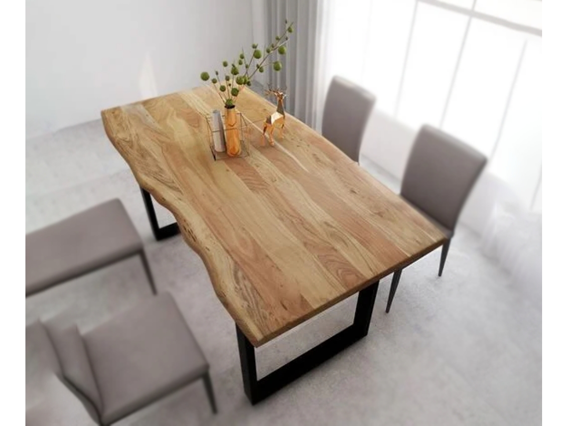 Mesa de Jantar Ou Cozinha em Madeira Acácia Natural 180Cm SALDOSYSTOCKS