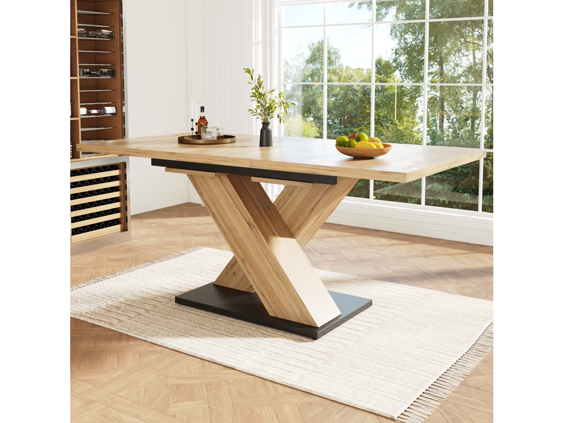 Mesa De Jantar Retrátil 158,5 X 80 Cm 6 A 8 Pessoas Em Mdf Natural Mobrio