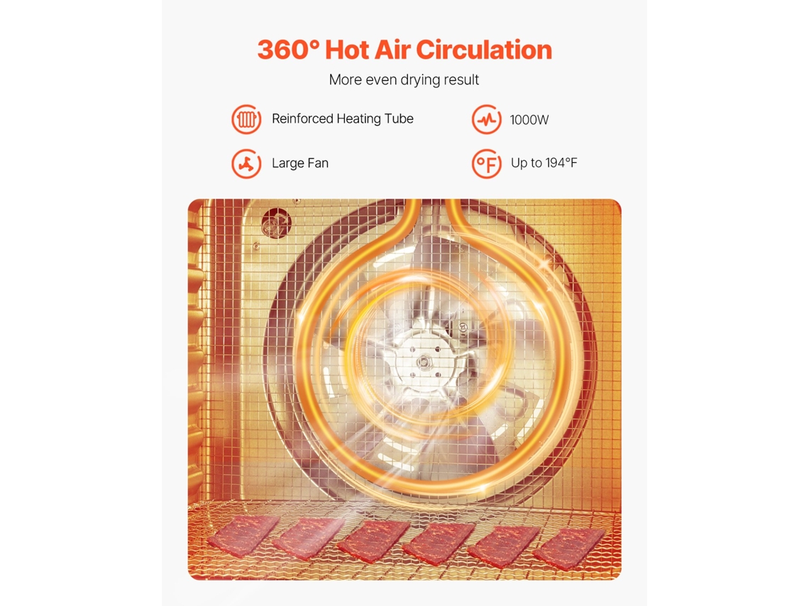 Desidratador De Alimentos 10 Bandejas De Aço Inoxidável 1000w 37,4 77graus Celsius Vevor