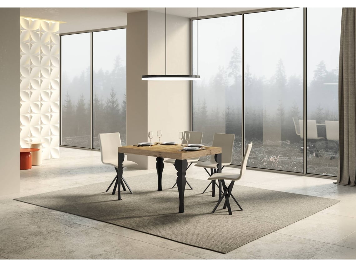 Mesa de Jantar Extensível 90X130/234 Cm Paxon Premium Carvalho Natural Quadro Antracite ITAMOBY