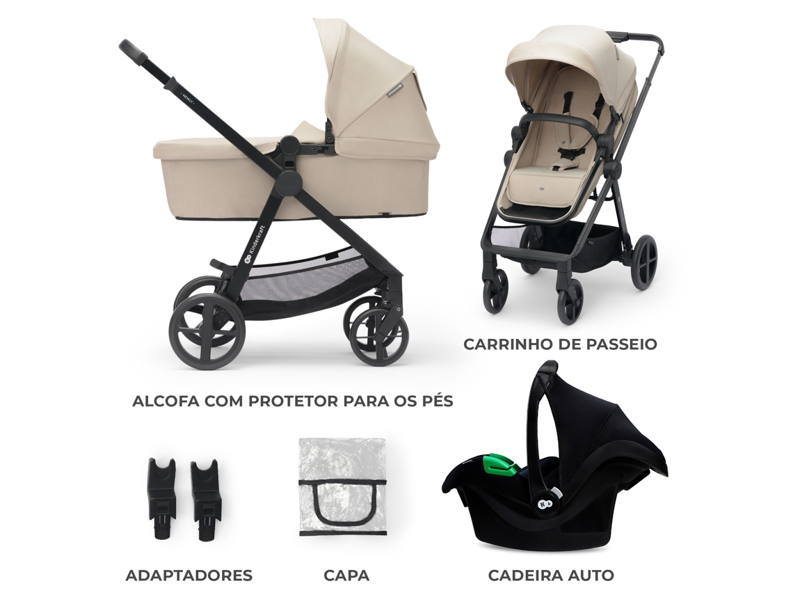 Carrinho de bebé multifuncional 3 em1 KINDERKRAFT Newly + Mink PRO (Bege)