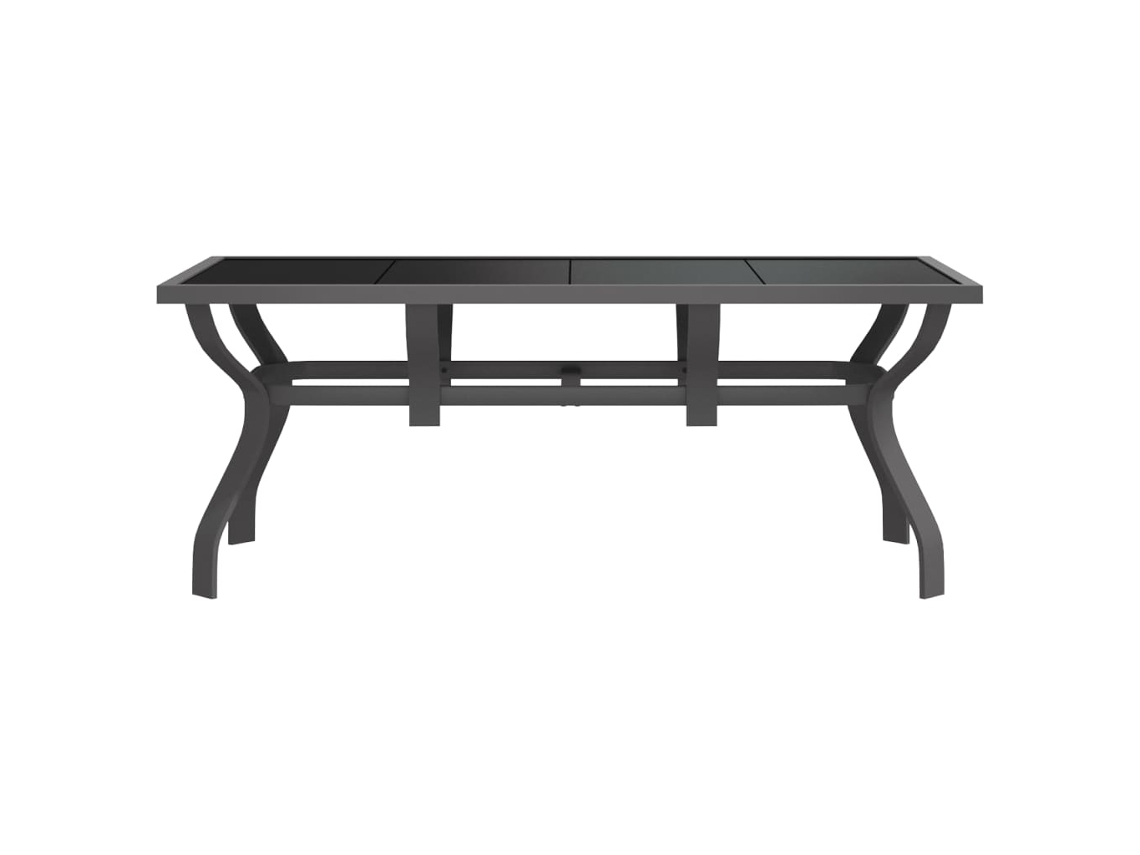 Mesa De Jardim | Mesa De Exterior 180x80x70 Cm Aço E Vidro Cinza/preto Lovely Home