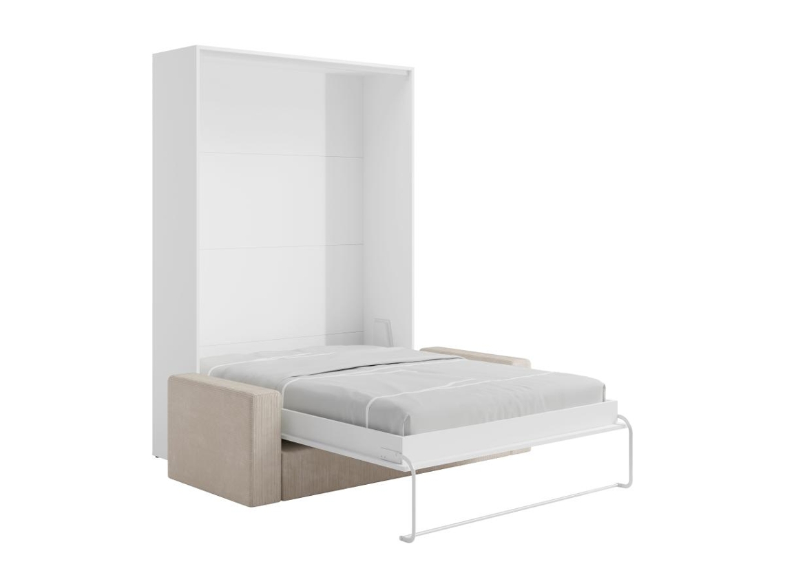 Cama Embutida Beganio Vente-unique Branco 140 X 200 Cm - Sem Colchão - Com Estrado