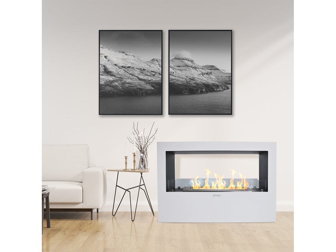 Lareira de bioetanol de chão  Giotto S White 100x30x70