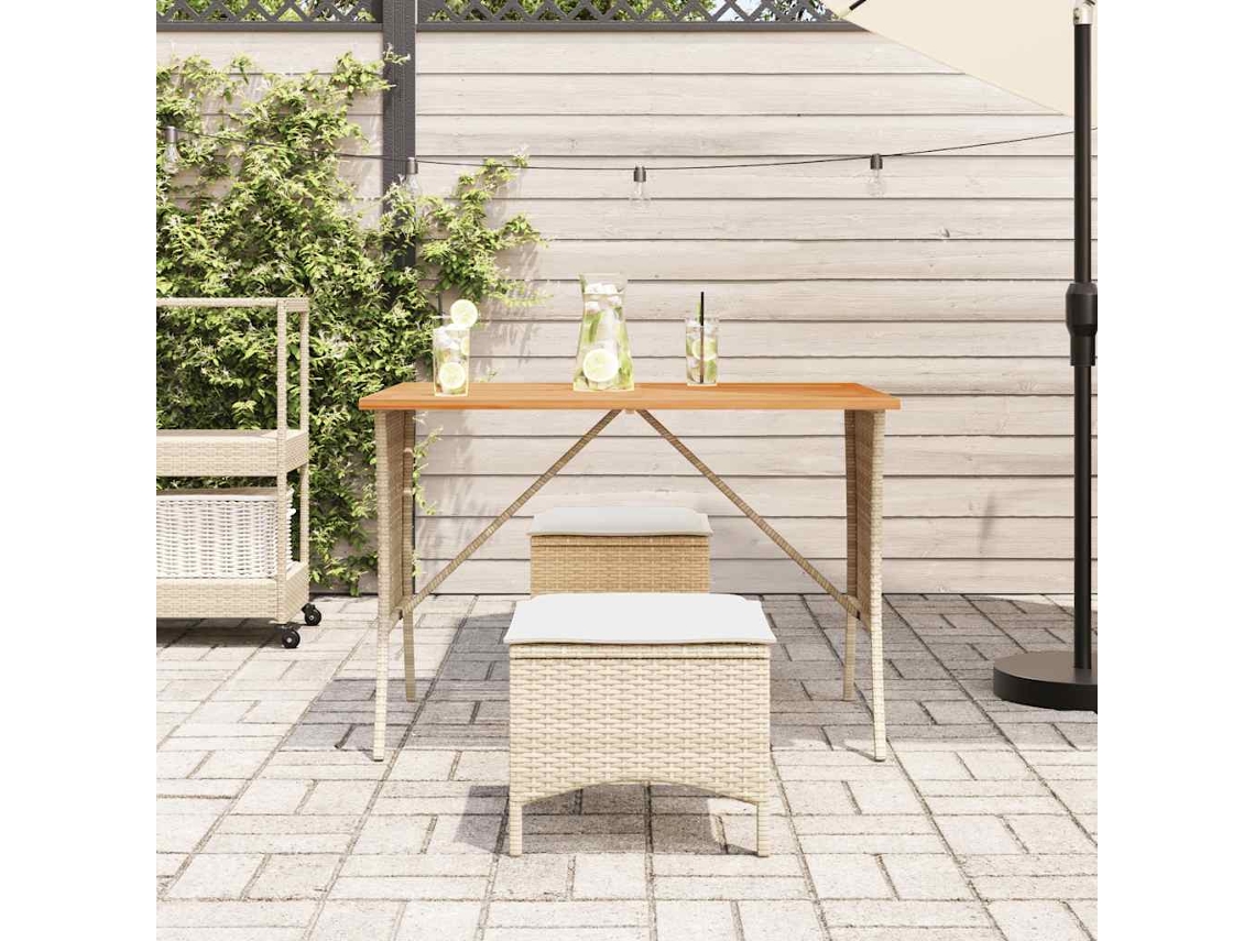 Mesa De Jardim Tampo Acácia 105x75x72 Cm Vime Pe Bege Vidaxl