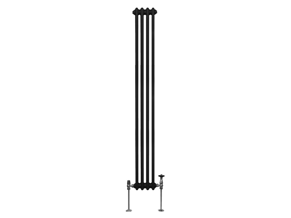 Radiador Vertical Tradicional 3 Colunas Preto 1800mm Com 2639 Btu, 4 Colunas E Aço Carbono 1,5 Mm, Ideal Para Monstershop