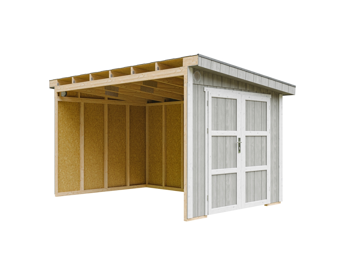 Casa De Jardim Qualidade Premium 8,68 M² A231x248x412 Cm Sem Piso E Parede Lateral Timbela M939b Tundra Grey