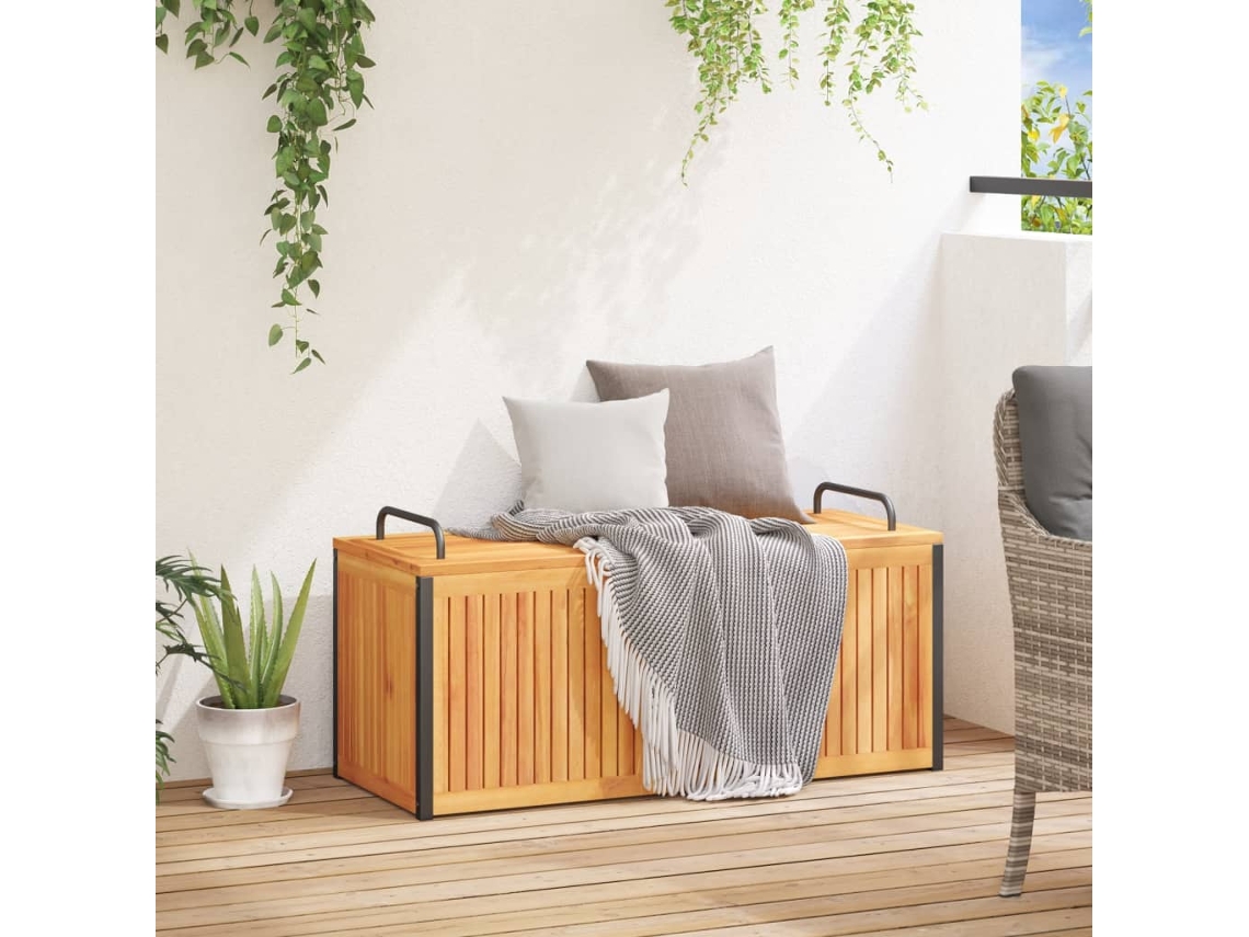 Caixa Almofadões de Exterior 110X45X42/53 Cm Acácia Maciça/Aço PANGSHIYUAN