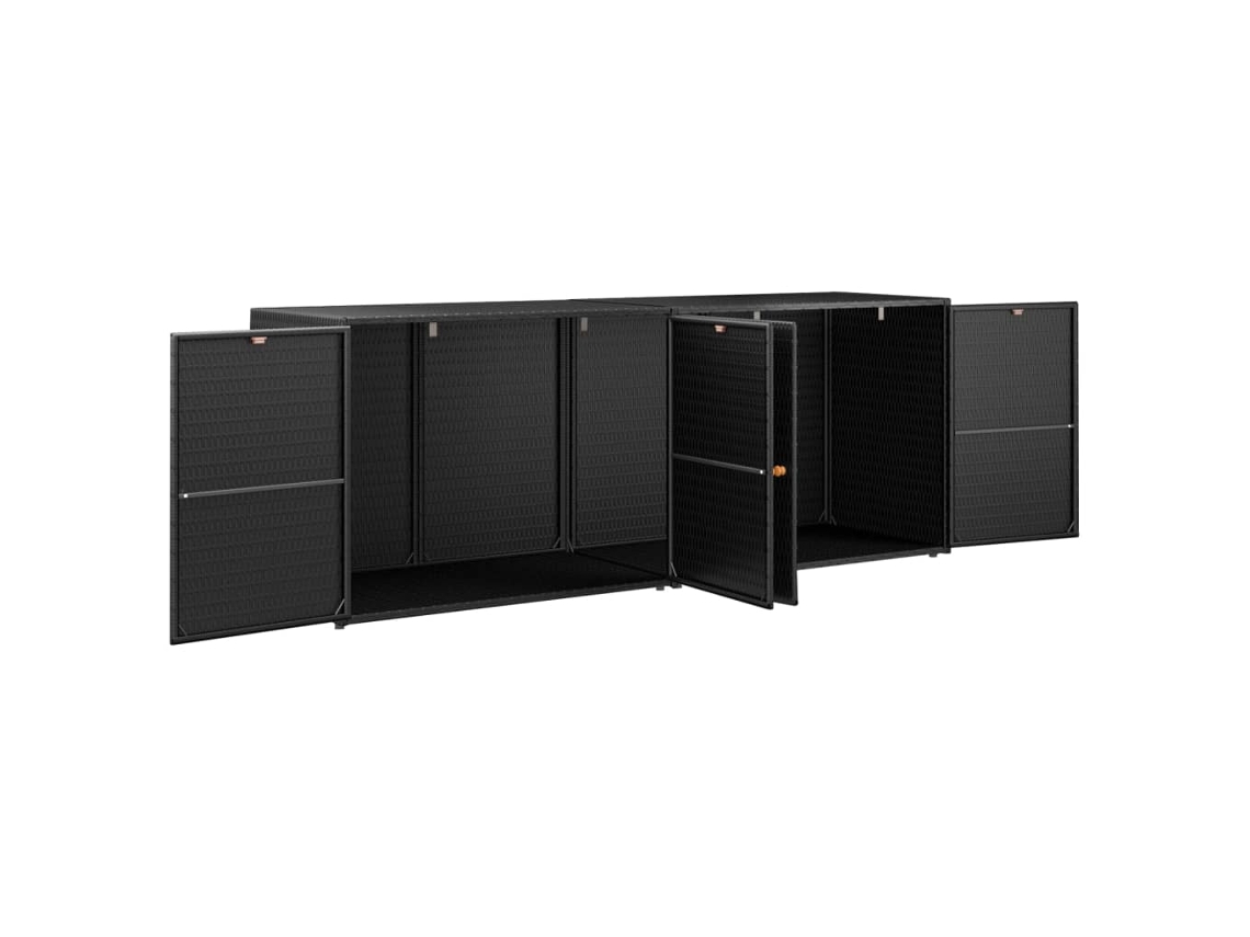 Armário de arrumação p/ jardim 198x55,5x80 cm vime PE preto PANGSHIYUAN