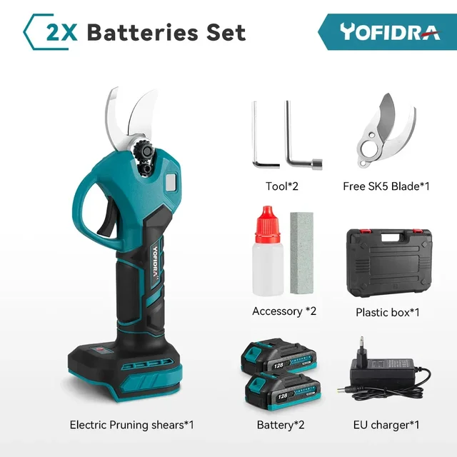 Tesoura Elétrica De Poda, Motor Sem Escovas, Sem Fio,2 Bateria Plugue Eu Oem