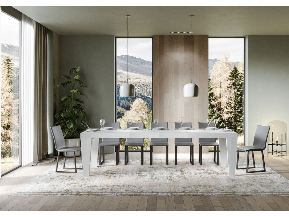 Mesa de Jantar Extensível 90X160/264 Cm Spimbo Premium Cinza Branca ITAMOBY