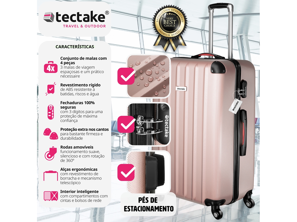 Conjunto de 4 Malas Rígidas Cleo com Balança de Bagagem TECTAKE