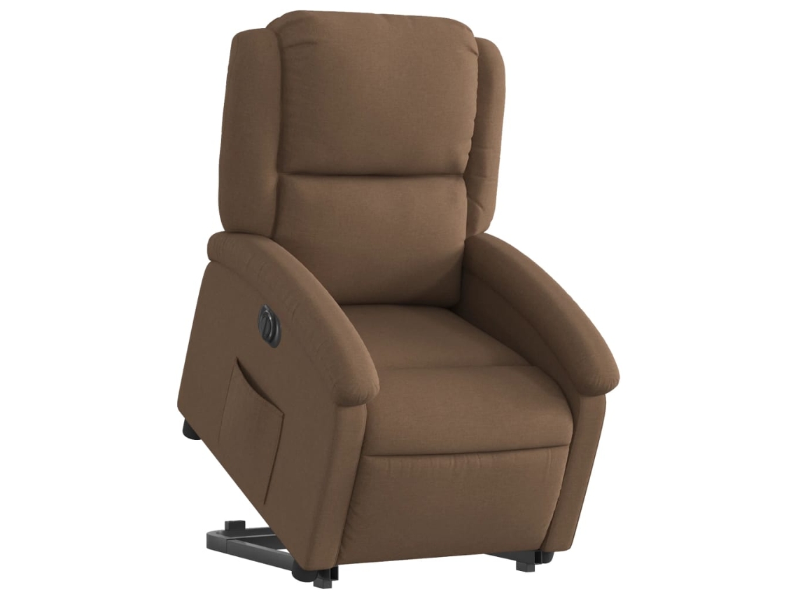 Poltrona reclinável elevatória elétrica tecido castanho