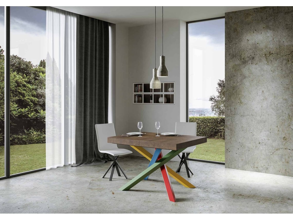 Mesa de Jantar Extensível 90X120/224 Cm Volantis Premium Nogueira Quadro 4/B ITAMOBY