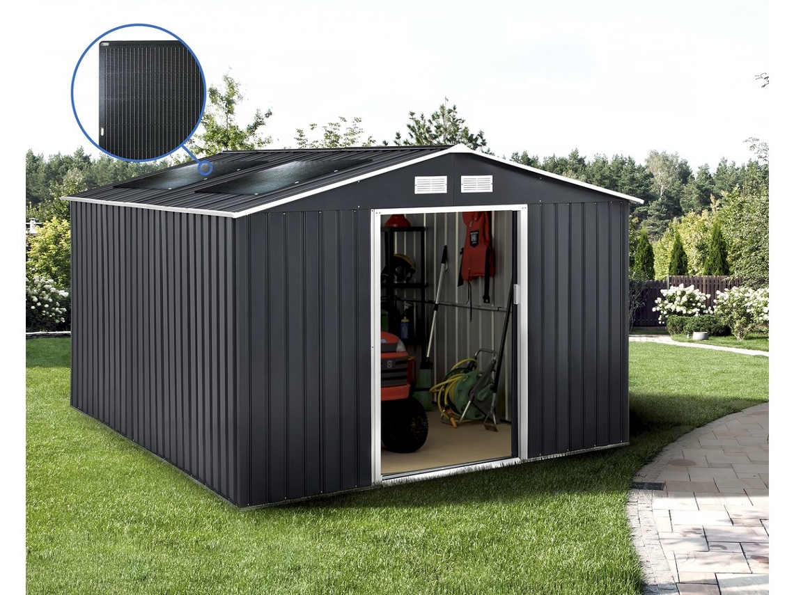 Abrigo De Jardim Metálico Vegas 12,98 M² Com Painéis Solares Habitat Et Jardin