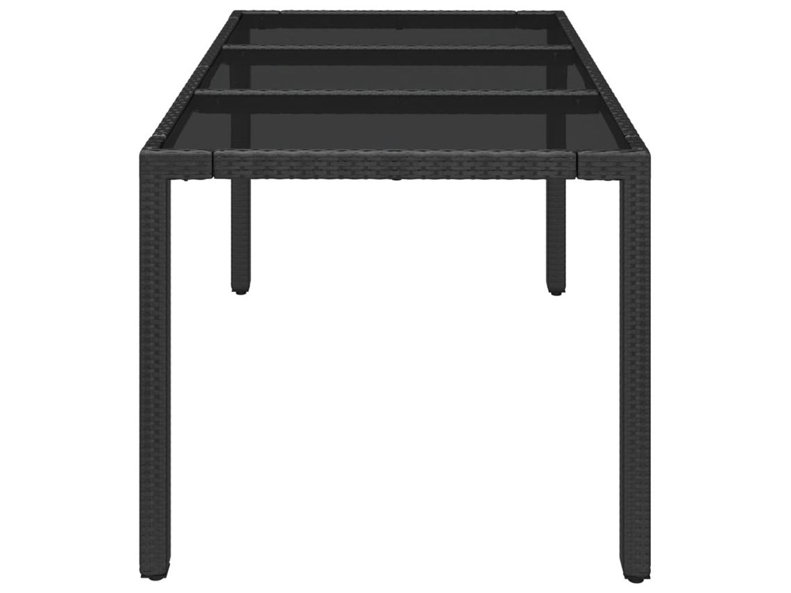 Mesa de Jardim LOVELY HOME Jantar com Tampo de Vidro Vime Pe Preto (150 x 90 x 75 cm)