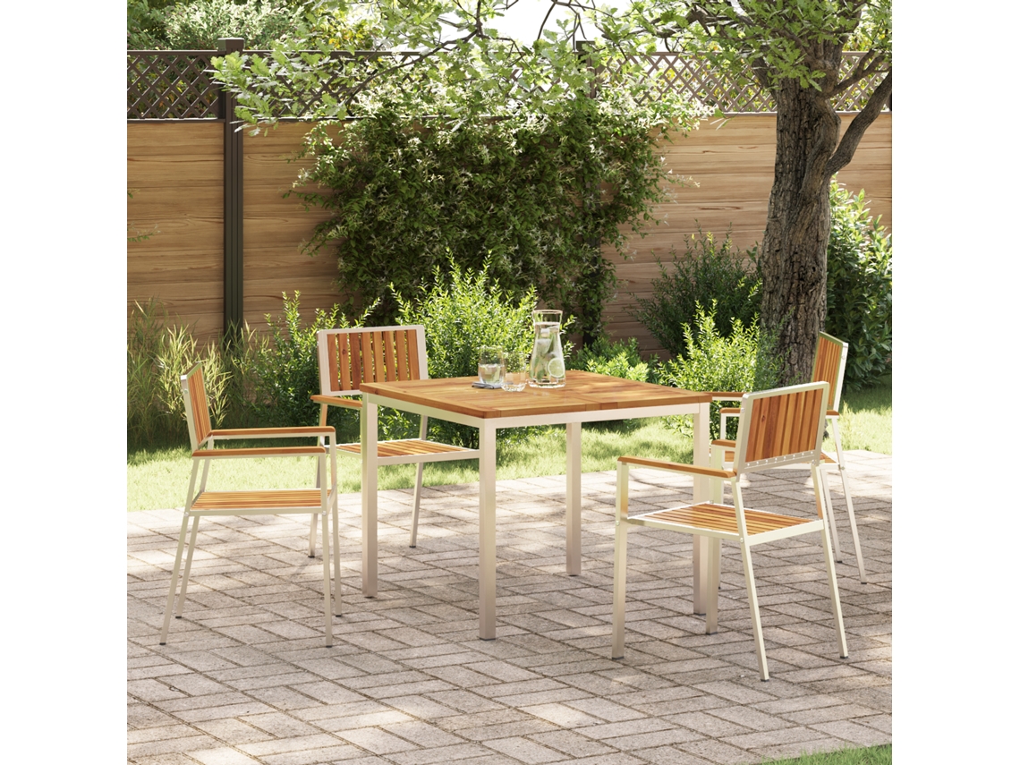 Conjunto 5 De Jantar Para Jardim Vidaxl  Madeira Sólida De Acácia