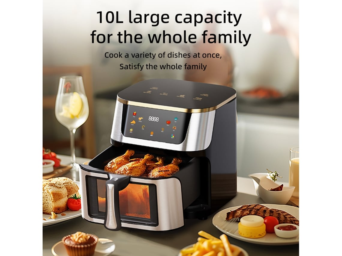 Fritadeira Elétrica De Grande Capacidade Com Ar Quente Para Uso Doméstico, Visor Inteligente, Multifuncional, Forno De 10 Litros. Cxc