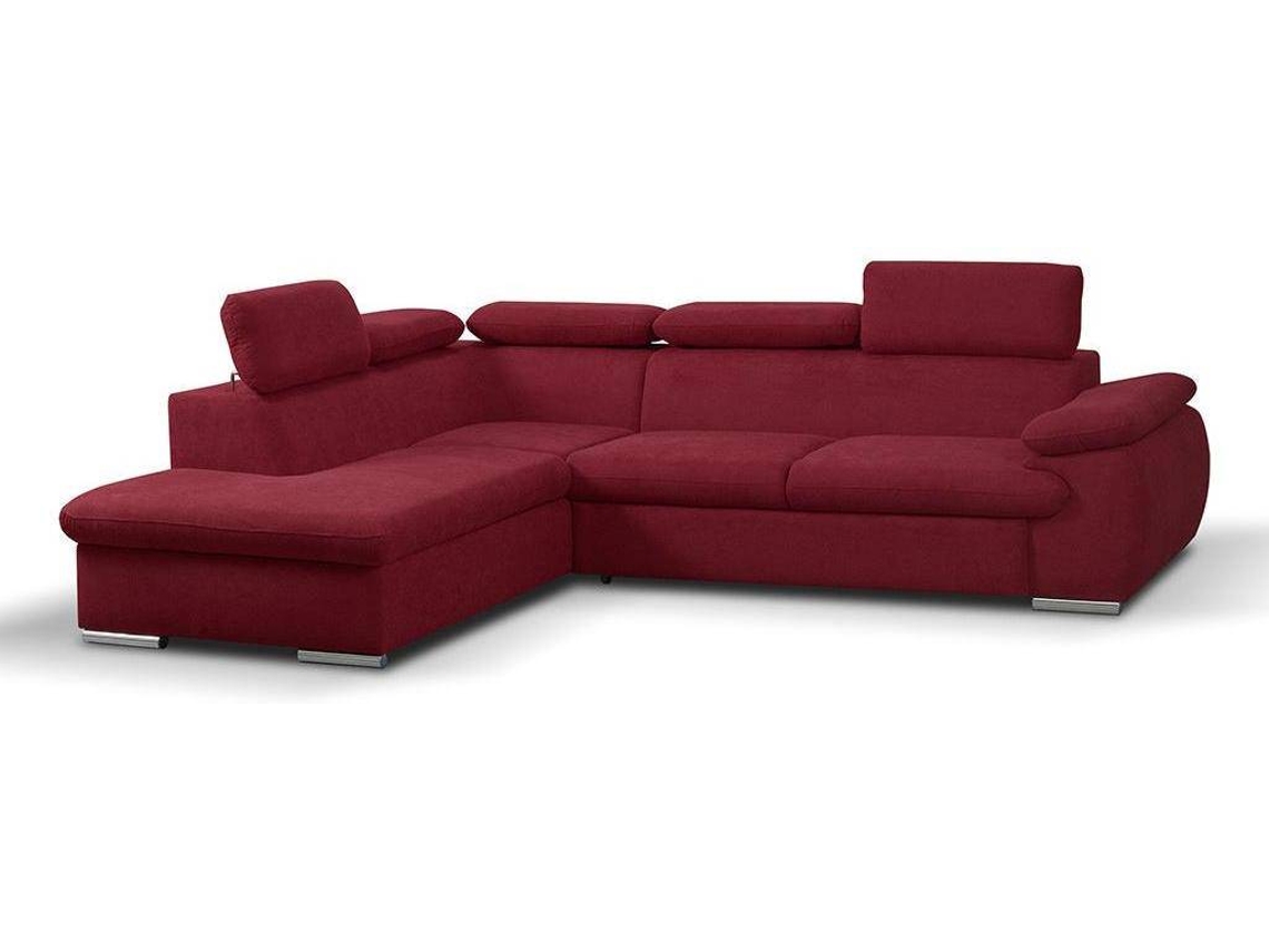 Sofá Cama Fabien VENTE-UNIQUE (Vermelho - Tecido e Veludo - 271x221x96 cm/Dimensões da cama: 120 – 139 cm)
