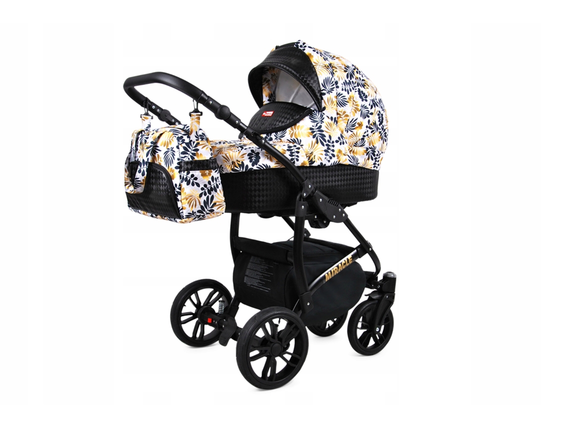 Carrinho de Bebé Multifuncional BABYLUX MIRACLE 4 Em 1 -Gold Leaf - Ajustável e dobrável Construção leve em alumínio - Acessórios