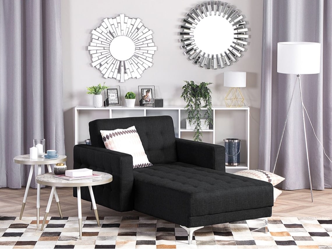 Chaise longue BELIANI Aberdeen de Poliéster Cinzento 107x168x83