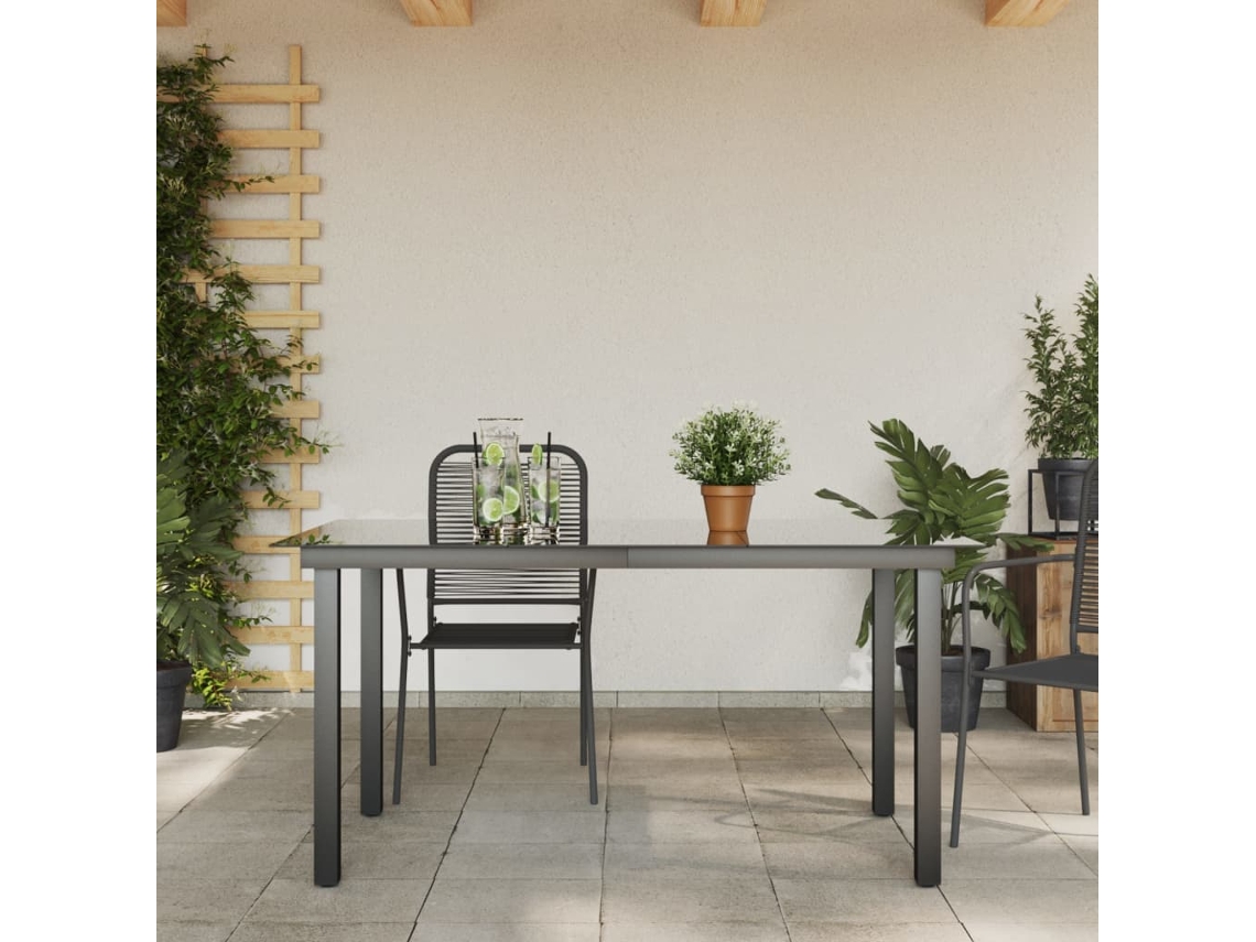 Mesa De Jardim | Mesa De Exterior Em Alumínio E Vidro 150x90x74 Cm Preto Lovely Home