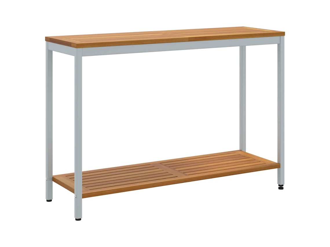 Mesa Console Jardim Acácia Aço 110x35x75cm Natural Cinza Mate