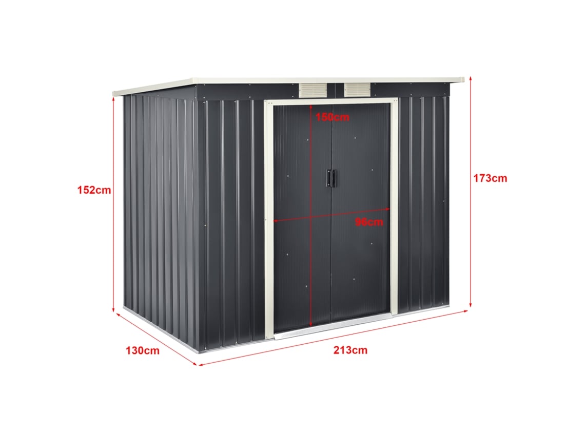 Abrigo [EN.CASA] (213x130x173 - Chapa Galvanizada - Cinzento)