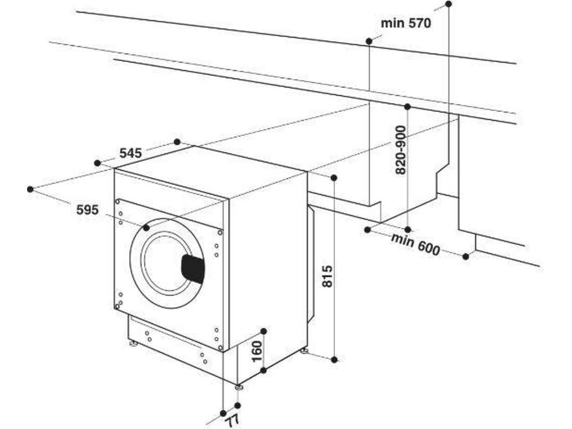 Máquina de Lavar e Secar Roupa Encastre HOTPOINT BI WDHG 861485 EU (6/8 kg - 1400 rpm - Branco)