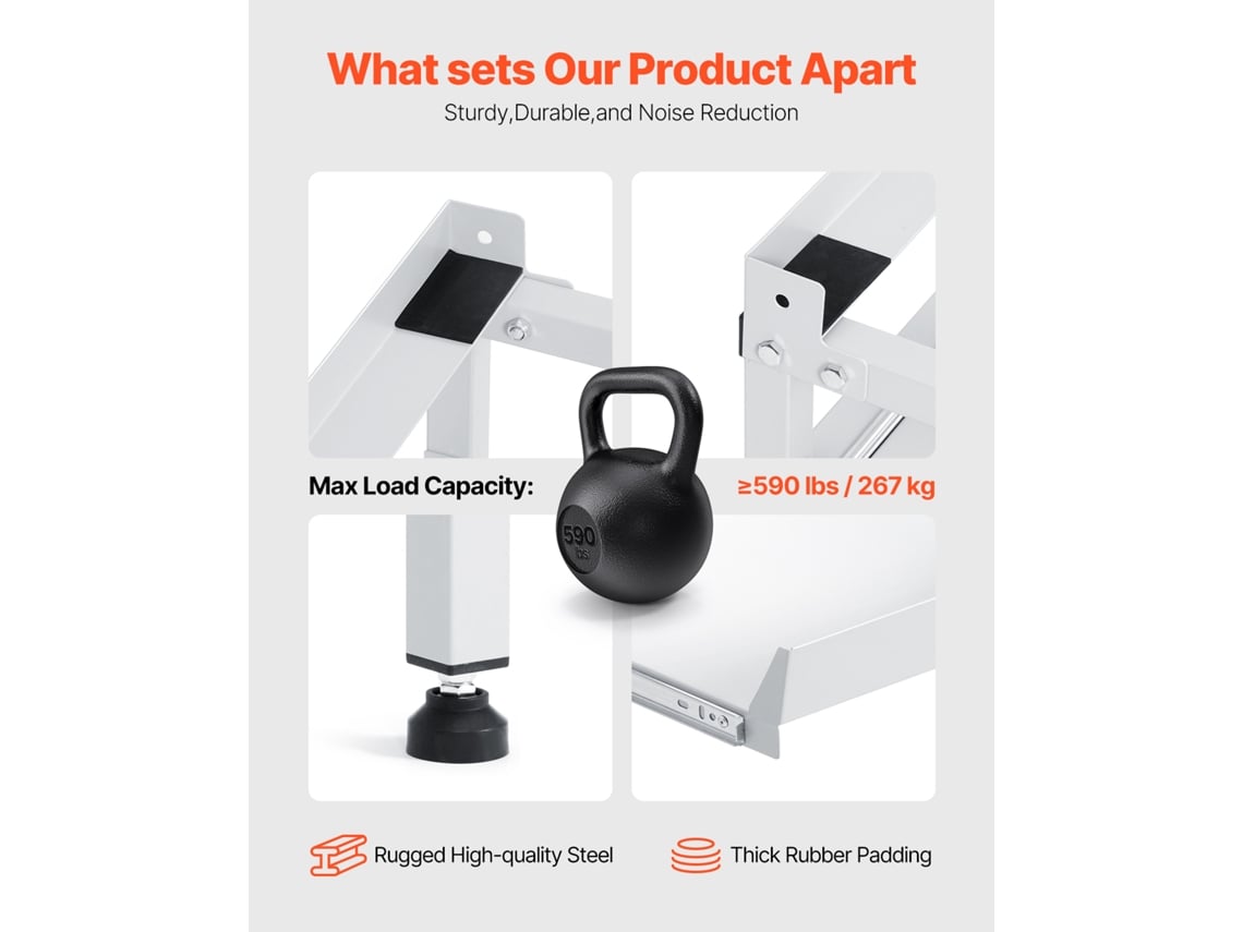 Suporte para Máquina de Lavar Roupa Vevor 1230 x 635 Mm em Aço Carbono com Carga de 267 Kg