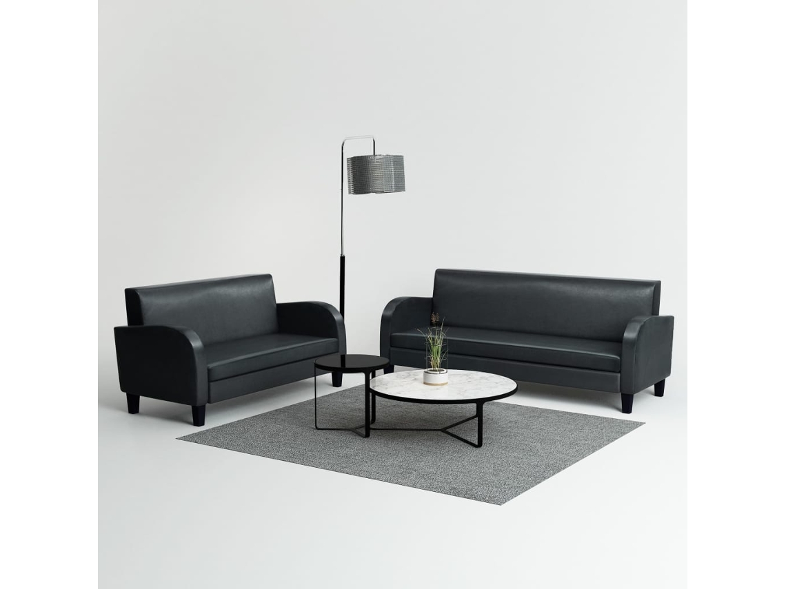 Conjunto 2 Conjunto de sofás VIDAXL couro artificial preto