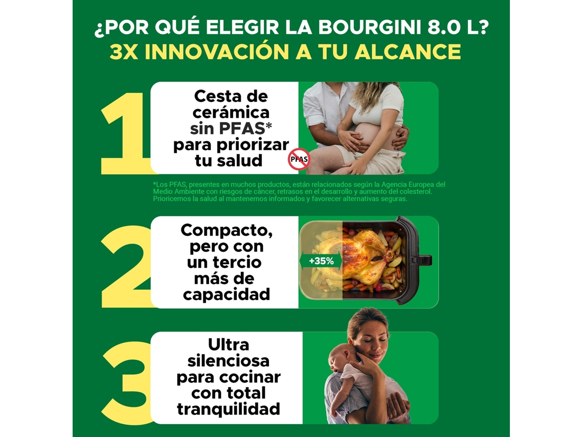 Fritadeira sem Óleo BOURGINI Health Fryer Slim com Cesta de Cerâmica Eco de 8 L