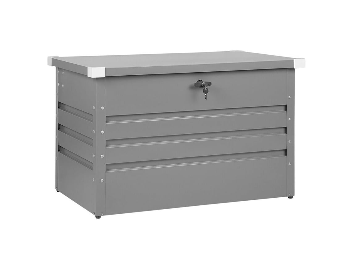 Baú de Armazenamento BELIANI Cebrosa de Aço Cinzento 100x62x60