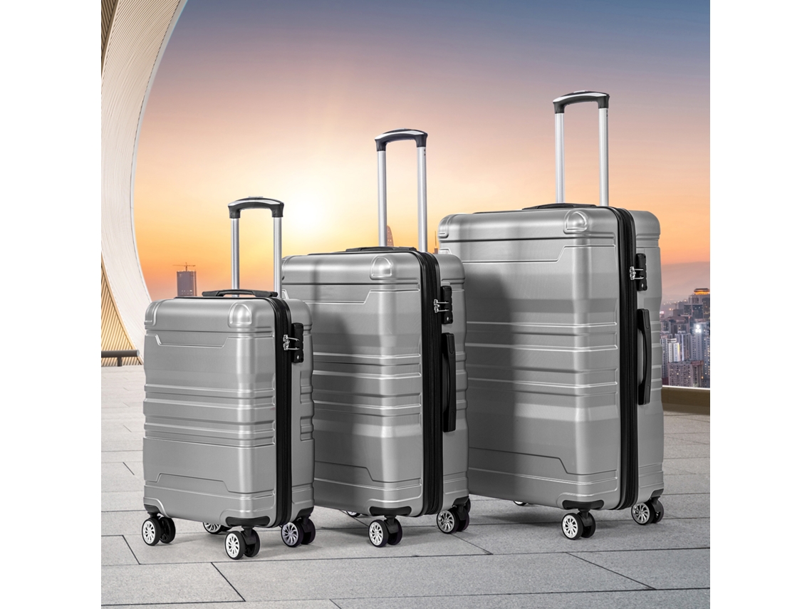 Bagagem de mão rígida, mala com cadeado TSA e rodas universais, expansível, alça lateral, conjunto de 3 peças, Hvorstur