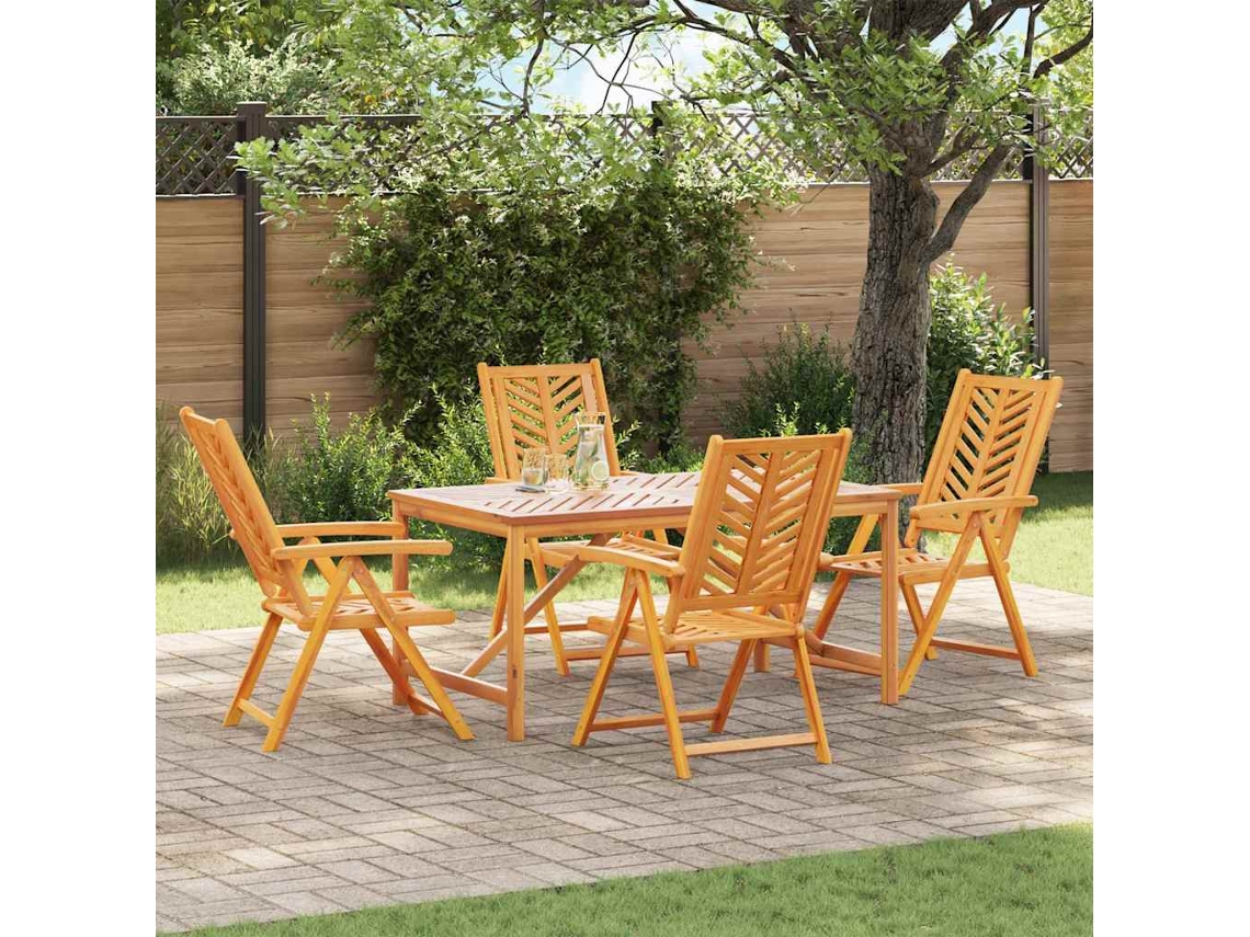 Conjunto 5 De Jantar De Jardim Em Madeira Vidaxl Castanho Madeira De Acácia Maciça