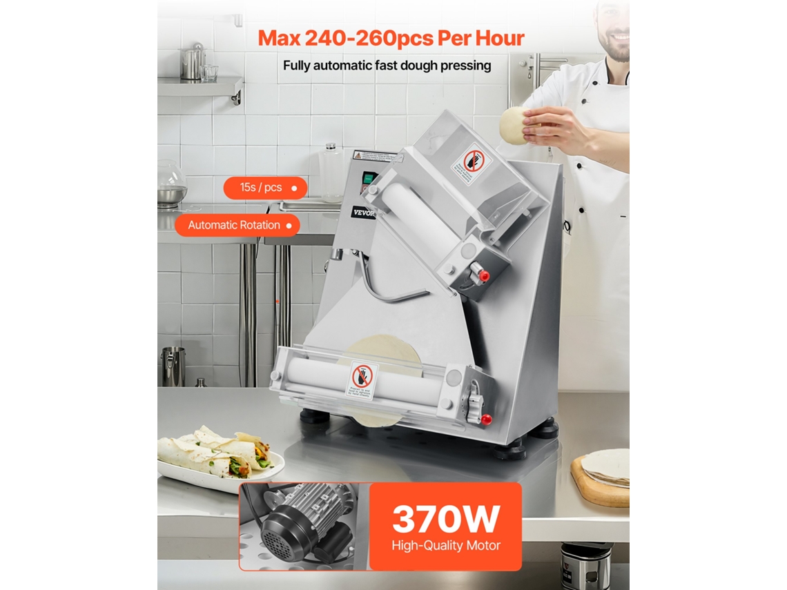 Rolo Laminador Automático Para Massa De Pizza 370 W 465 X 500 X 640 Mm Vevor