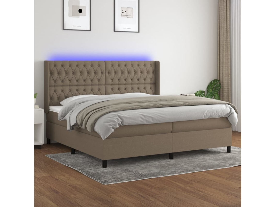 Cama box spring VIDAXL Cinzento-acastanhado Tecido (200x200 cm)