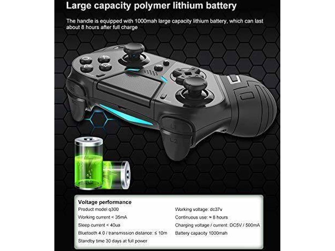 YIZHOOD 2.4G Sem Fio Gamepad com Botão Traseiro Vibração Dupla para Console Ps4 Elite / Slim / Proverde YIZHOOD