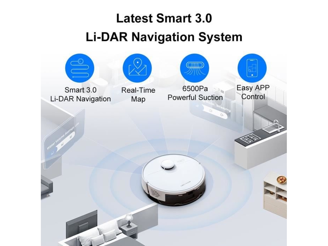 Robot Vacuum Mop com Estação Vazia Automática e Tecnologia Laser Poderoso E LIECTROUX M70 Pro Compact