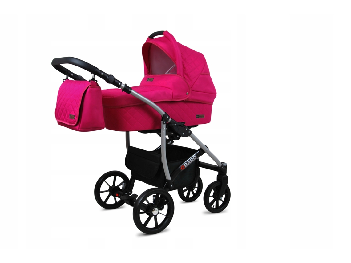 Carrinho de Bebé Multifuncional BABYLUX QBARO 4 Em 1 -Magenta - Ajustável e dobrável Construção leve em alumínio - Acessórios