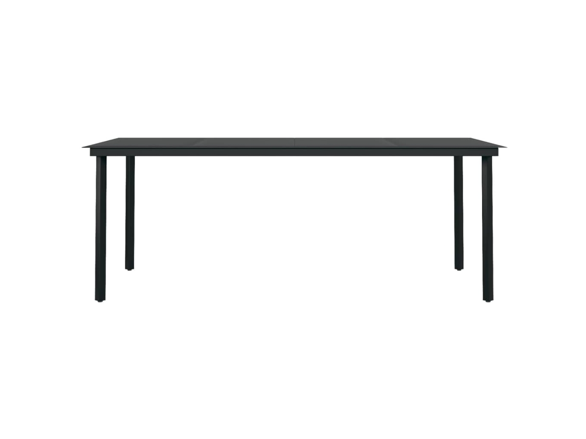 Mesa De Jantar Jardim 200x100x74cm Aço E Vidro Preto Vidaxl