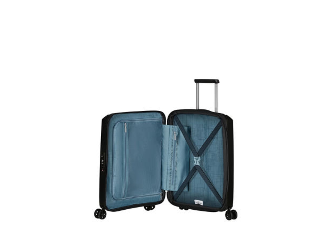 Mala de Cabine Aerostep 55Cm com 4 Rodas Expansível Preto 36L AMERICAN TOURISTER