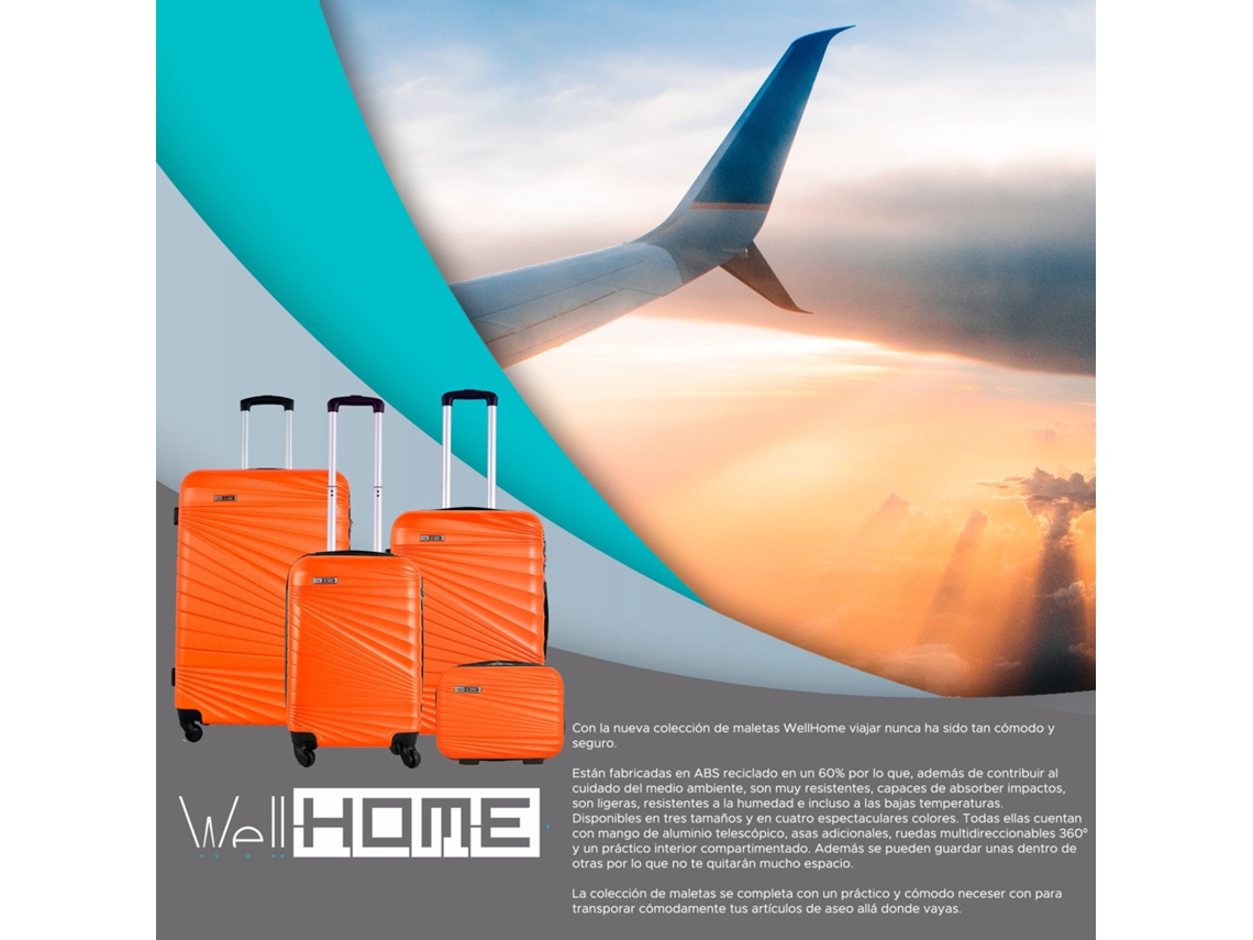 WELLHOME Conjunto de Malas Rígidas 4 Peças em Turquesa Coral Laranja